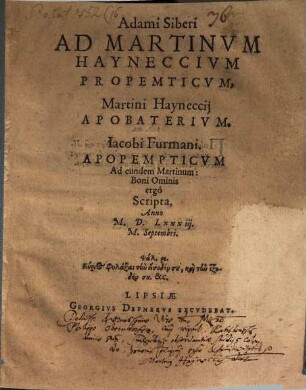 Ad Martinum Hayneccium propempticum