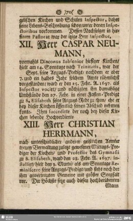 XII. Herr Caspar Neumann