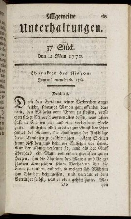 37 Stück. den 12 May 1770.
