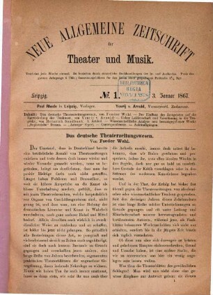 Neue allgemeine Zeitschrift für Theater und Musik. 1867, Nr. 1 - 5