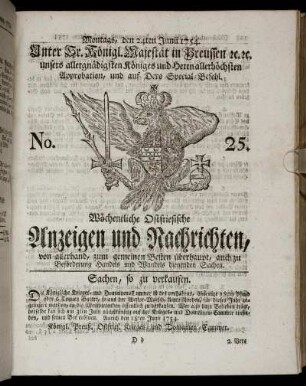 No. 25. Montags, den 24ten Junii, 1754.