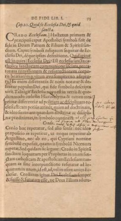 Cap. 20. Quid sit Ecclesia Dei, & quid sancta.