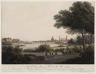 Blick auf Dresden mit dem Japanischen Palais, Radierung, 1810