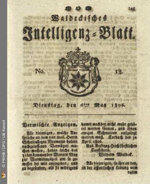 No. 18. Dienstag, den 6ten May 1806.
