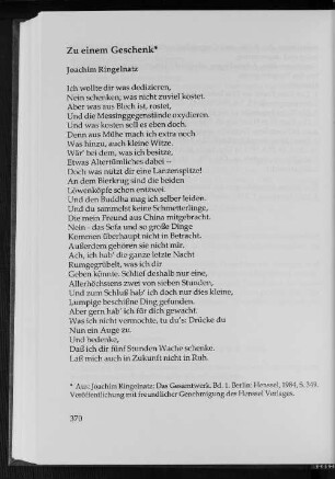 Gedicht Zu einem Geschenk