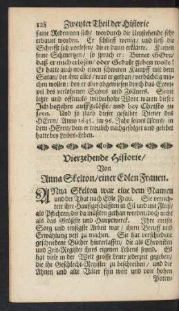 Vierzehende Historie/ Von Anna Skelton ...