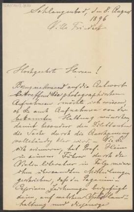 Brief an B. Schott's Söhne : 08.08.1896