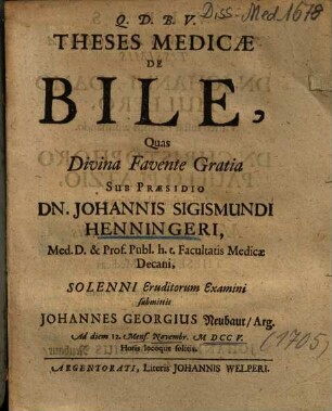Theses Medicae De Bile