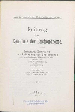 Beitrag zur Kenntnis der Enchondrome