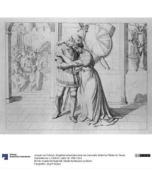 Siegfried nimmt Abschied von Genovefa. Blatt 4 zu "Bilder zu Tiecks Genovefa von J. Führich"