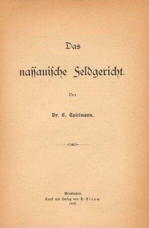 Das nassauische Feldgericht