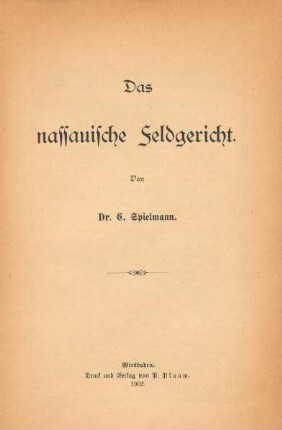 Das nassauische Feldgericht