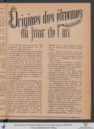 Origines des étrennes du jour de l'an.