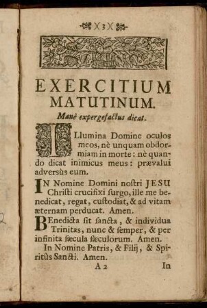 Exercitium Matutinum.