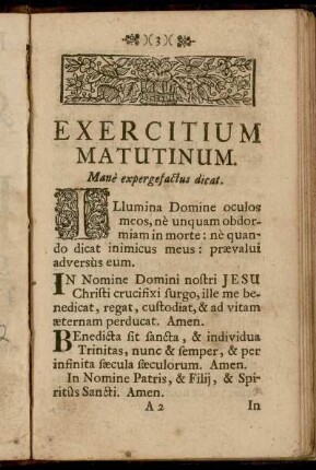 Exercitium Matutinum.