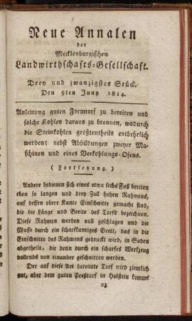 Drey und zwanzigstes Stück. Den 9ten Juny 1814.