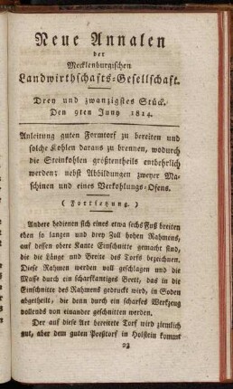 Drey und zwanzigstes Stück. Den 9ten Juny 1814.