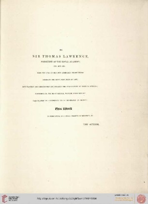 Widmung für Sir Thomas Lawrence