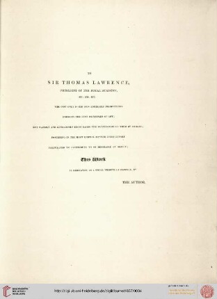 Widmung für Sir Thomas Lawrence