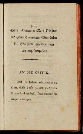 An die Critik.