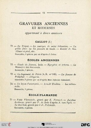 Gravures anciennes et modernes appartenant à divers amaleurs (Nr. 71-211)