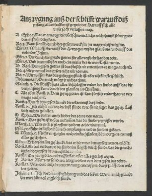 Anzaygung auß der schrifft warauff diß gesang allenthalben ist gegründet/ Darauff sich alle unser sach verlassen mag.