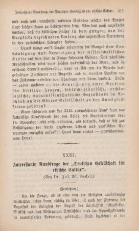 311-329 Interessante Rundfrage der "Deutschen Gesellschaft für ethische Cultur" : III.