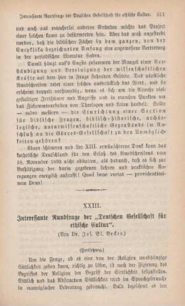 311-329 Interessante Rundfrage der "Deutschen Gesellschaft für ethische Cultur" : III.