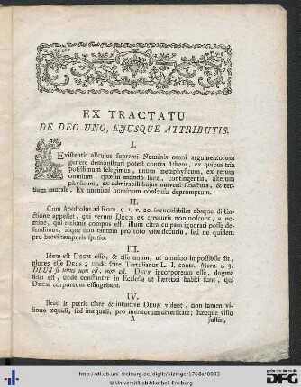 Ex Tractatu De Deo Uno, Ejusque Attributis