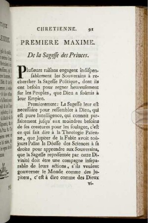 Premiere Maxime. De la Sagesse des Princes.