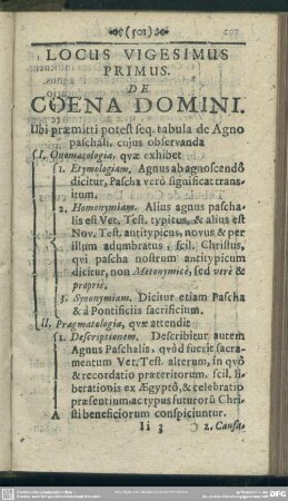 LOcus Vigesimus Primus. De Coena Domini