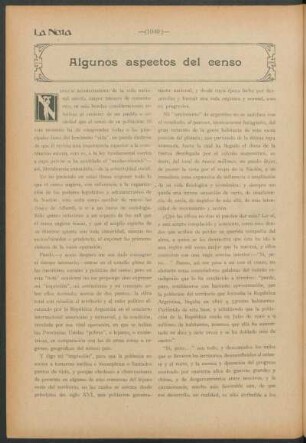 Algunos aspectos del censo