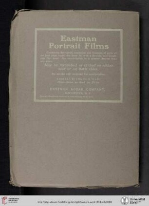 Eastman Kodak Company [Eastman Portrait Films, back cover verso]