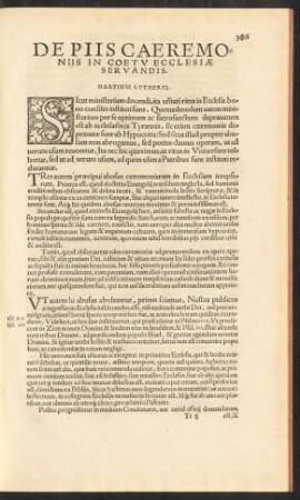 De Piis Caeremoniis In Coetu Ecclessiae Servandis.