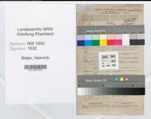 Entnazifizierung Heinrich Bister, geb. 02.09.1902 (Amtsvorsteher)