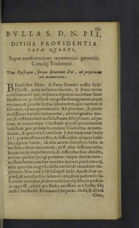 Bulla S.D.N. Pii, divina providentia Papae qvarti