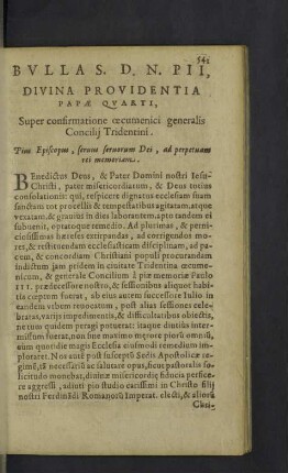 Bulla S.D.N. Pii, divina providentia Papae qvarti