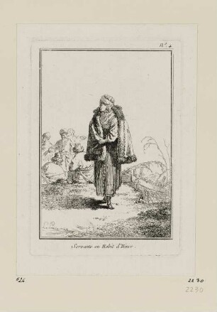 Servante en Habit d’Hiver, Blatt 4 der Folge "Divers habillemens des Femmes de Moscovie"