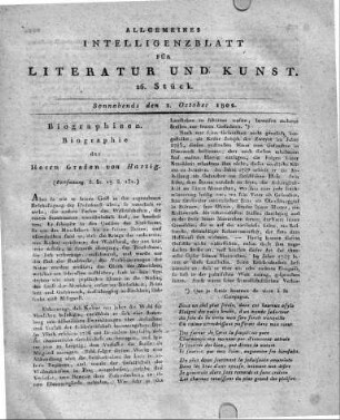 [Fortsetzung v. St. 17, S. 151:] Biographieen. Biographie des Herrn Grafen von Hartig.