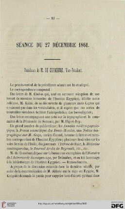 Séance du 27 décembre 1861