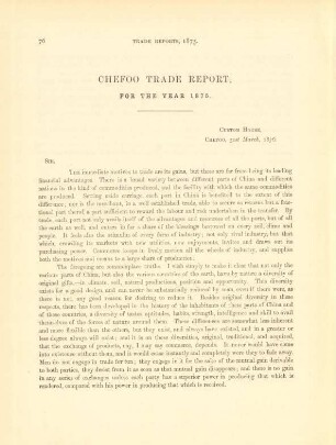 Chefoo trade report