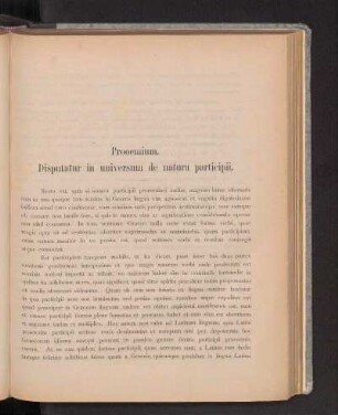 Prooemium. Disputatur in universum de natura participii.