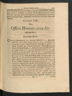 Caput VIII. De Officio Hominis circa Sermonem.