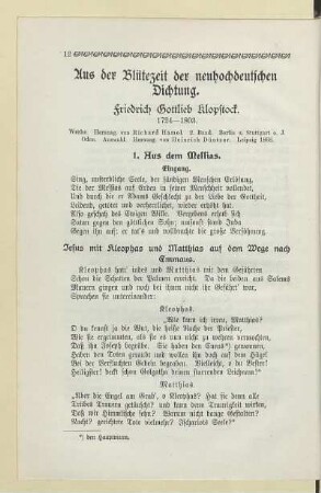 Aus der Blütezeit der neuhochdeutschen Dichtung