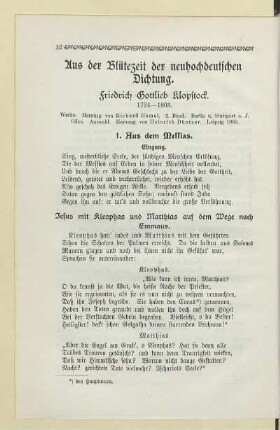 Aus der Blütezeit der neuhochdeutschen Dichtung