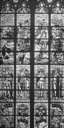 Köln, Dom, St. Peter und St. Maria, Fenster in nördl. Seitenschiff, Glasgemälde, Geburt-Christi-Fenster