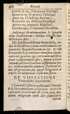 428-433, Praxis visitandi V. Sacramentum.