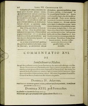 Commentatio XVI. De Satisfactionis vi Medica.