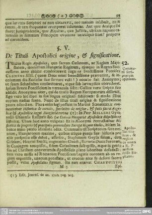 §. V. De Tituli Apostolici origine, & significatione