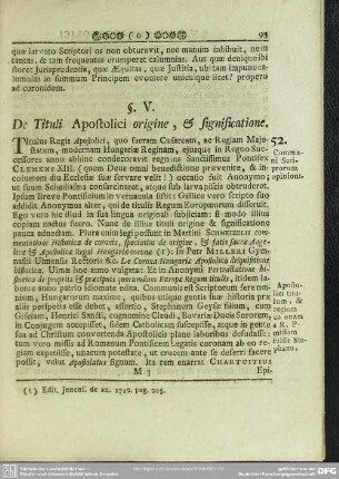 §. V. De Tituli Apostolici origine, & significatione